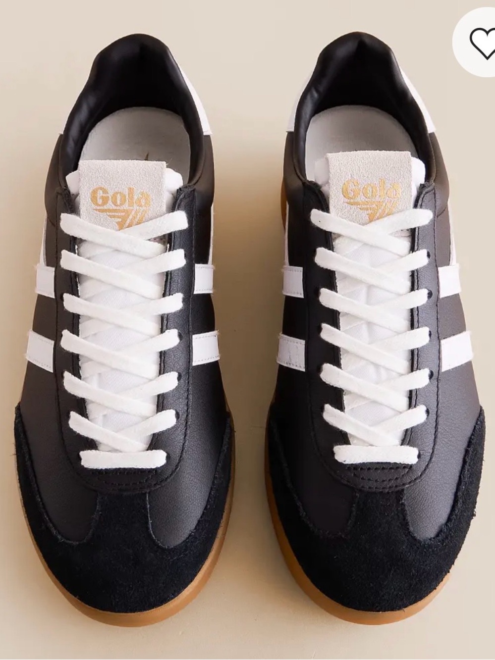 Gola Classics Women's Black & White Low-Top Sneakers with Gum Sole - Picture 2 of 6